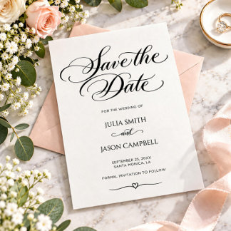 Elegant Calligraphy Wedding Save the Date Card