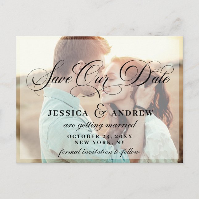 Elegant Calligraphy Wedding Save the Date PHOTO Announcement Postcard (Front)