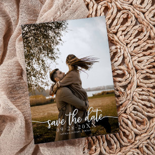 Elegant Calligraphy Wedding Save The Date Photo Invitation