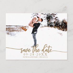 Elegant Calligraphy Wedding Save The Date Photo Postcard