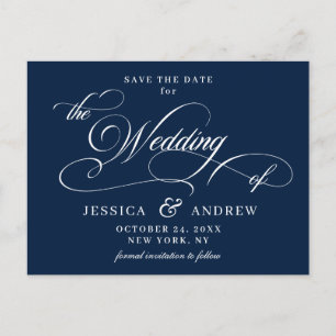 Elegant Calligraphy Wedding Save the Date Postcard