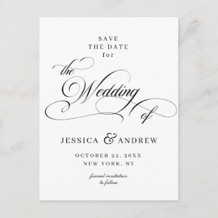 Elegant Calligraphy Wedding Save the Date Postcard