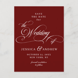 Elegant Calligraphy Wedding Save the Date Postcard