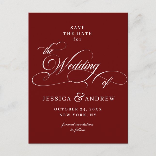 Elegant Calligraphy Wedding Save the Date Postcard (Front)