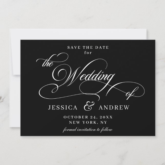 Elegant Calligraphy Wedding Simple Save the Date (Front)