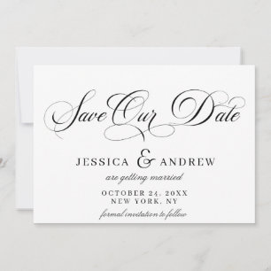 Elegant Calligraphy Wedding Simple Save the Date