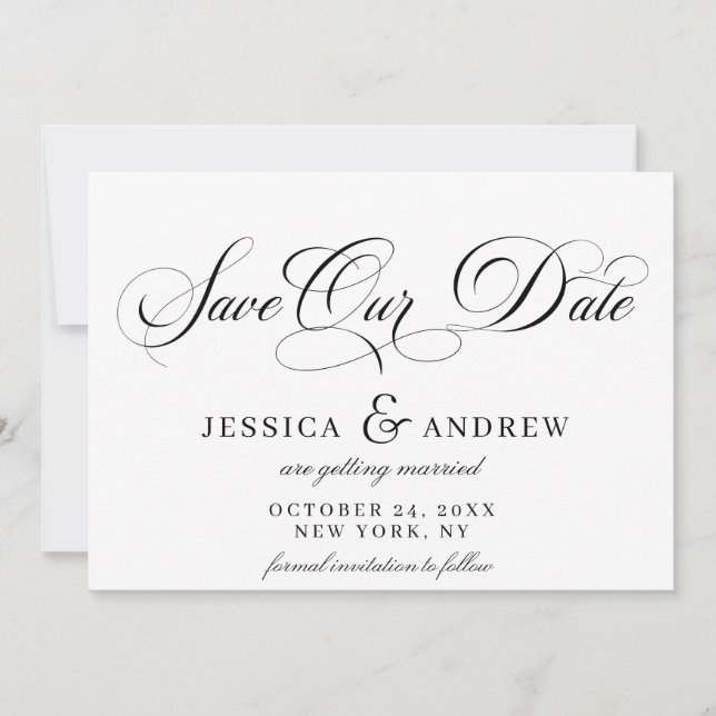 Elegant Calligraphy Wedding Simple Save the Date (Front)