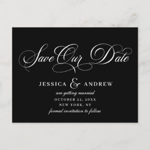Elegant Calligraphy Wedding Simple Save the Date Postcard
