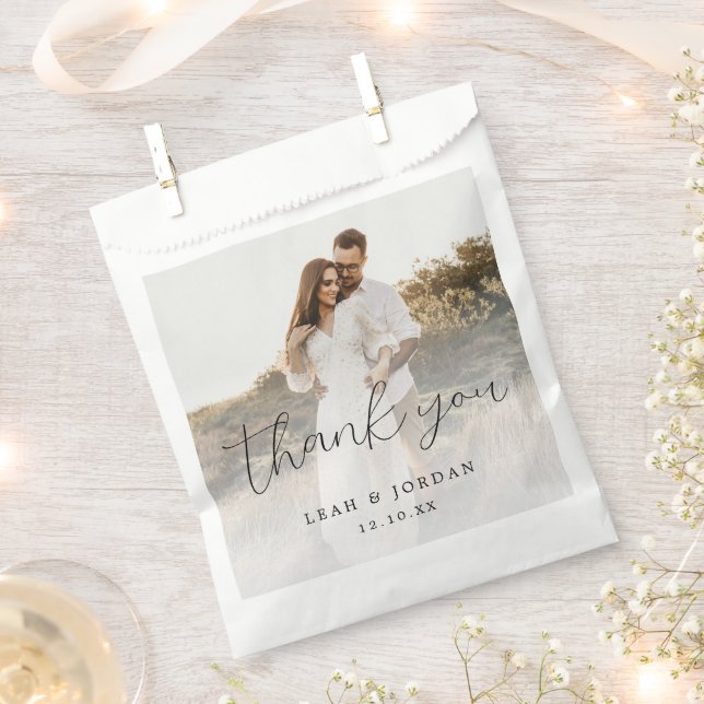 Elegant Calligraphy Wedding Thank You Favour Bag (Clipped)
