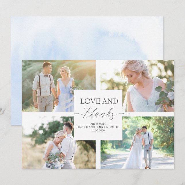 Elegant Calligraphy Wedding Thank You Photo (Front/Back)