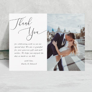 Elegant Calligraphy Wedding Thank You Postcard