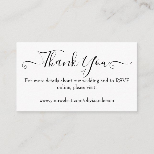 Elegant Calligraphy Wedding Website Enclosure Card (Front)
