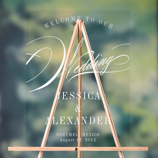 Elegant Calligraphy Wedding Welcome  Acrylic Sign (Neutral)