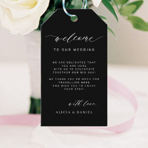 Elegant calligraphy wedding welcome bag gift tags
