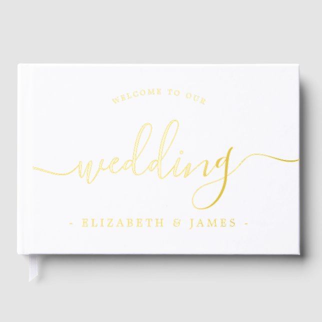 Elegant Calligraphy Welcome To Our Wedding  Guest Book (Front)