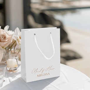 Elegant Calligraphy White Maid of Honour Favours Medium Gift Bag