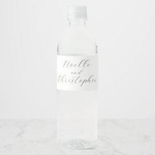 Elegant Calligraphy Winter Wedding Water Bottle Label