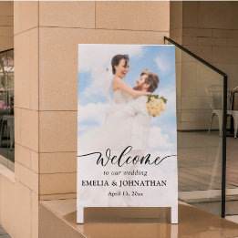 Elegant Calligraphy With 2 Photos Wedding Welcome 