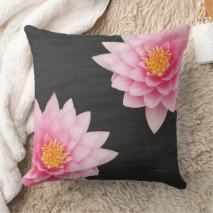 Elegant Calming Floating Pink Lotus Flowers Throw Pillow