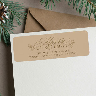 Elegant Camel Gold Joyeux Noël Adresse de retour