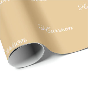 Elegant camel script custom name birthday  wrapping paper