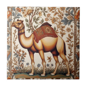 Elegant Camel William Morris Inspired Floral Tile