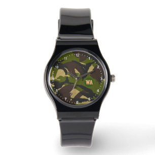 Elegant Camouflage Watch, hunter monogrammed, Army Watch