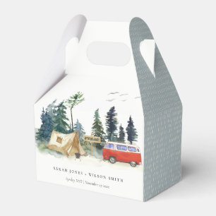 Elegant Camping Watercolor Pine Forest Wedding  Favor Box