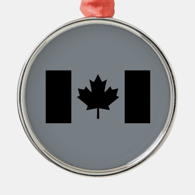 Elegant Canadian Flag in Black Metal Ornament (Front)