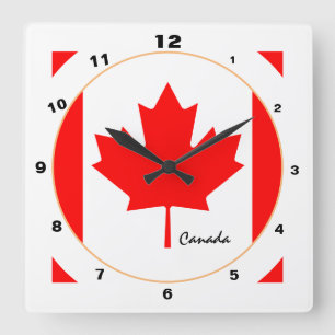 Elegant Canadian Flag, trendy Canada Home /design Square Wall Clock