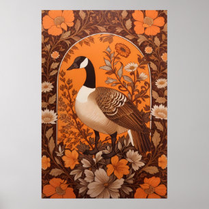 Elegant Canadian Goose William Morris Inspired Poster