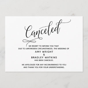 Elegant Cancelled Wedding Announcement Card