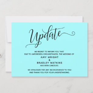 Elegant Cancelled Wedding Light Aqua Announcement