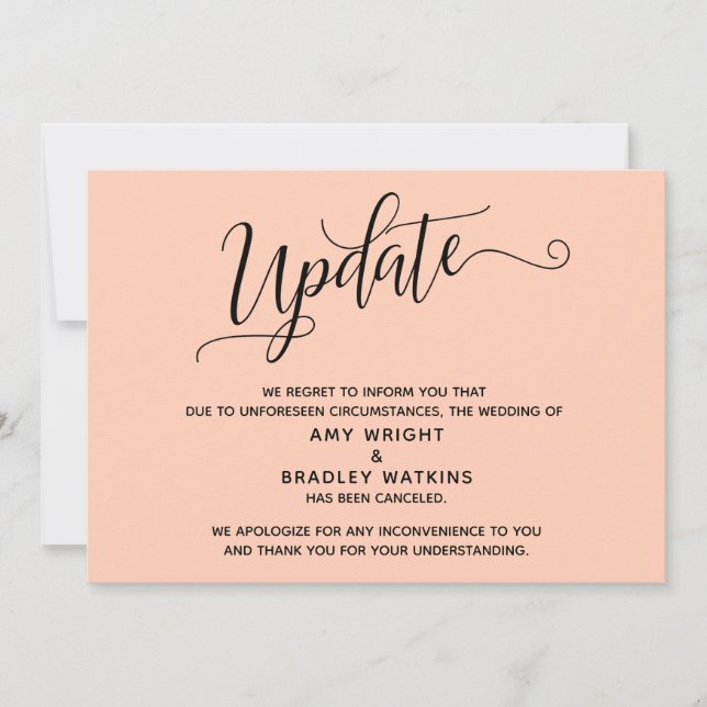 Elegant Cancelled Wedding Light Salmon Announcemen Invitation (Front)