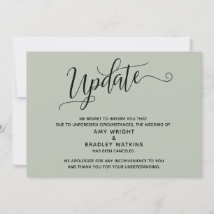 Elegant Cancelled Wedding Sage Green Announcement