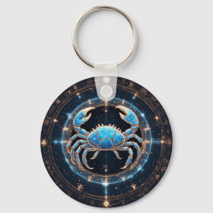 Elegant Cancer Zodiac Sign Keychain