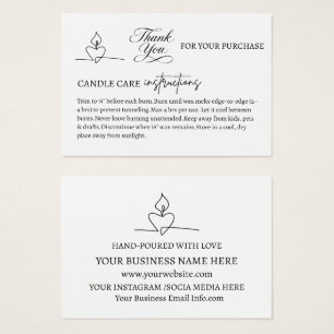 Elegant Candle Care Package Insert Card