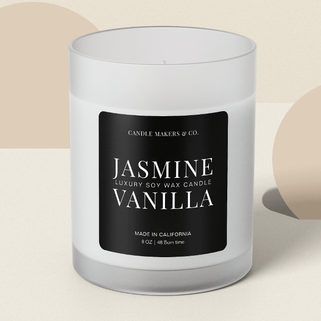 Elegant Candle Square Label Minimalist Black White (Creator Uploaded)