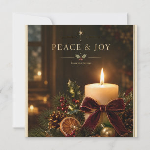 Elegant Candlelight Christmas, Peace & Joy holiday Invitation