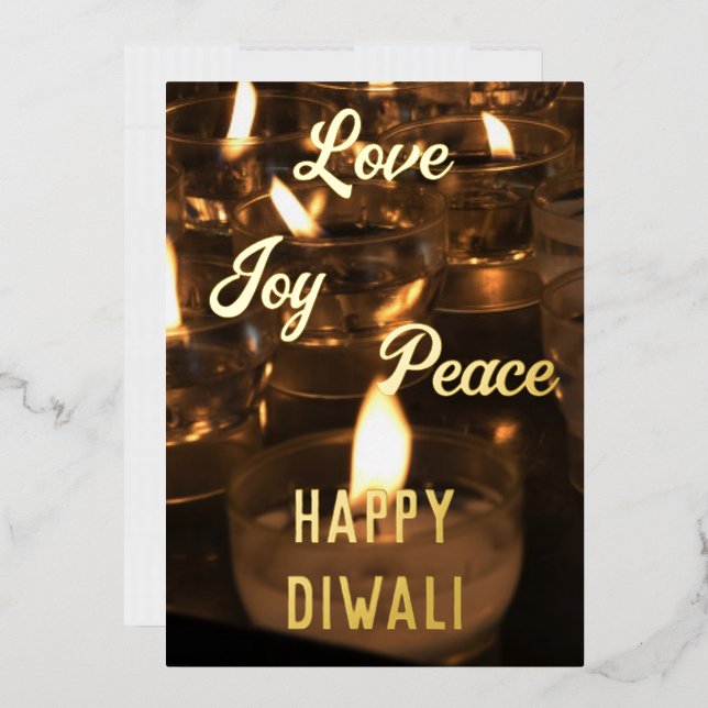 Elegant Candles Real Gold Foil Happy Diwali Foil H Foil Holiday Card (Envelope)