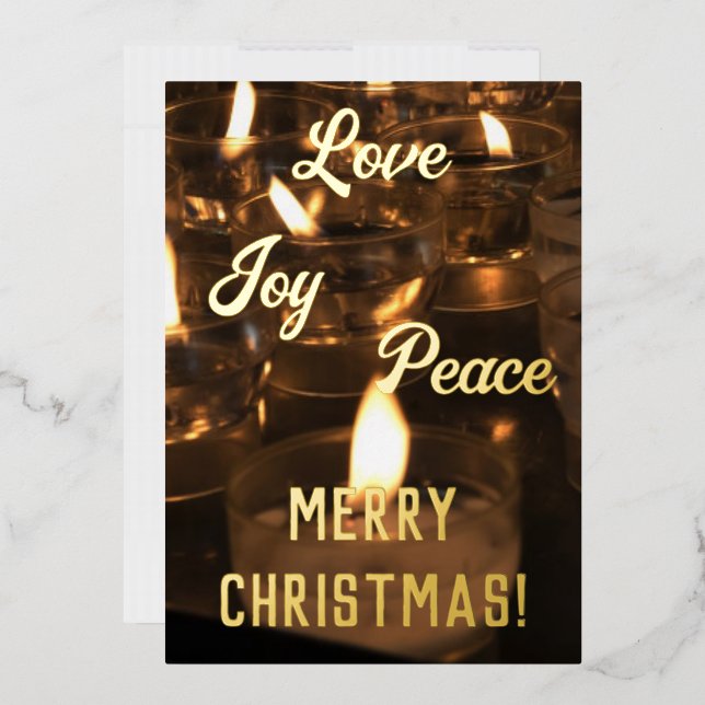 Elegant Candles Real Gold Foil Merry Christmas Foi Foil Holiday Card (Envelope)