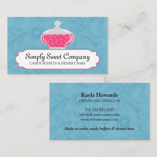 Elegant Candy and Dessert Buffet Business Card (Front/Back)