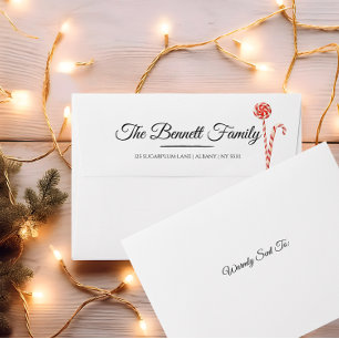 Elegant Candy Cane Christmas Envelope   Modern