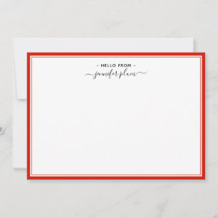Elegant Candy Red Script 'Hello From'   Card