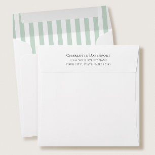 Elegant Candy Stripe Green Square Return Address Envelope