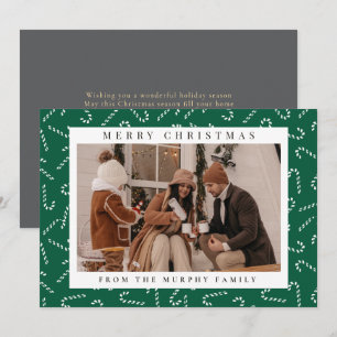 Elegant Candy Swirl Pattern Single Photo Christmas Holiday Card