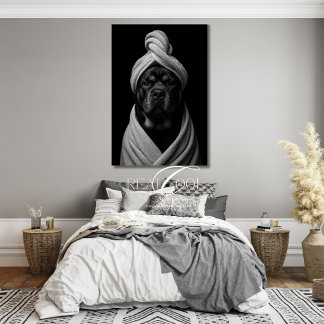 Elegant Canine Art of "Duke" in Towel Turban Canvas Print