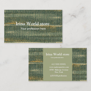 Elegant Canvas Strokes Green and gold  Business Card