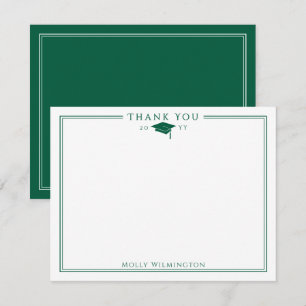 Elegant Cap & Tassel Hunter Green Graduation Thank You Card