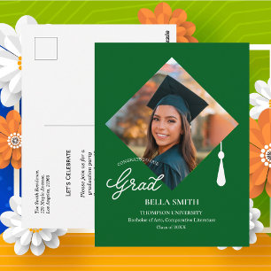 Elegant Cap Topper Photo Grad Party Invitation Postcard